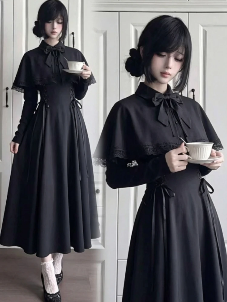 Women Black Gothic Lolita Midi - Fashion Street Night review and price